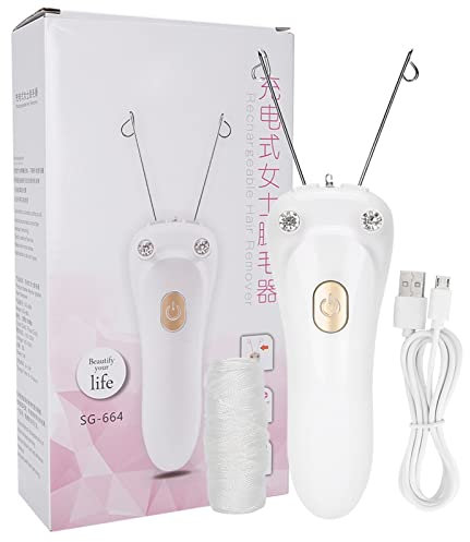 Lwuey Épilateur de Cheveux Filetage Physique, Électriques USB Visage Fil Coton Enfileur Rechargeable Beauté Rasoir Enlever Threading Machine Bras Jambes Coupe Avant Menton Poils Lèvre Supérieure(Or)
