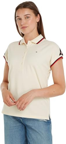 Tommy Hilfiger Damen Poloshirt Kurzarm Regular Fit, Weiß (Calico), M