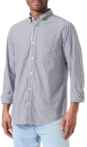 Gant Herren REG POPLIN Stripe Shirt Klassisches Hemd, Schwarz,S