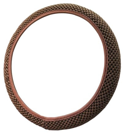 CGEAMDY Universeller Lenkradbezug für Auto, Durchmesser 37 – 38 cm, elastischer Lenkradbezug, atmungsaktive Mikrofaser aus Eisseide, rutschfest, geruchlos (Braun)