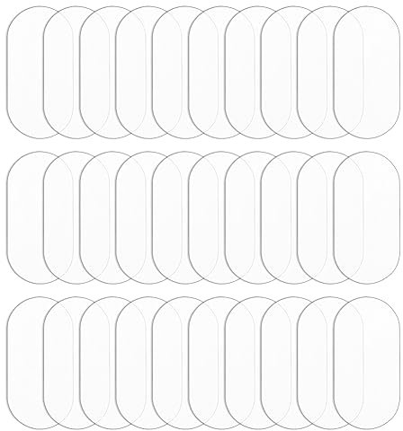 FINGERINSPIRE 30 bases transparentes en miniatura de 25 x 50 mm, figuras de acción acrílicas ovaladas, bases de 2 mm de grosor, espacios en blanco, base ovalada, de acrílico, para miniaturas, juegos