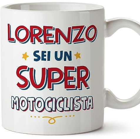 Mugffins Tazza Personalizzata in ceramica per MOTOCICLISTA uomo 11 oz / 350 ml - In italiano - Sei Super - Idea regalo per compleanno, anniversario, natale, laurea