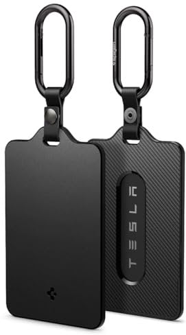 Spigen Tesla Model Y 2025 Juniper/3 2023 2024 Highland 2025/X/S Card Holder Case Designed for Tesla Key Card, Compatible with Tesla Accessories - 2 Pack, Carbon Edition