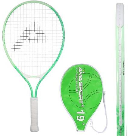 AMA SPORT - AT-X-Green19-7479C - Tennisschläger Junior 19 Zoll - Leicht zu greifen - Für Kinder 3-4 Jahre - Anfänger - Leicht und robust - Tennis Lernen