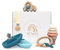 Spielzeug für Babys 3 – 36 Monate – Geschenkset zur Geburt – 5 Montessori Spielzeug für Babys Holz & Silikon: 1 Badespielzeug, 1 Stapelturm, 1 beissring, 1 Auto aus Holz + 1 Schnullerkette