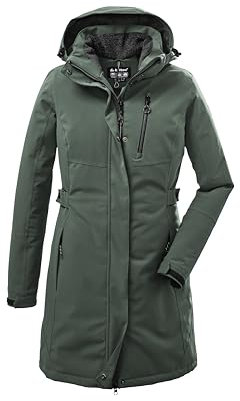 killtec Damen Funktionsparka/Parka mit abzippbarer Kapuze KOW 165 WMN PRK, grüngrau, 38, 37726-000, grün/grau