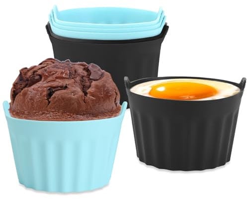 Ramekins for Air Fryer,Air Fryer Poached Egg Moulds,Large Silicone Muffin Cases,Air Fryer Accessories Liners