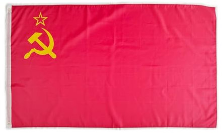 Bandiera URSS - 150x90 cm - Bandiera Rossa Comunista Sovietica Russia 100% Poliestere con Occhielli in Metallo Integrati