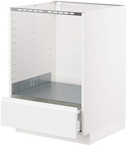 METOD/MAXIMERA mobile base per forno con cassetto, 60x60 cm, bianco/Voxtorp bianco opaco