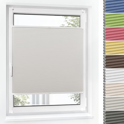 Jalousiescout Wabenplissee ohne Bohren Verdunklung—Thermo plissee Klemmfix Zweifarbig 80x160cm beige-Weiß, Sonnen-, Sicht- & Hitzeschutz Jalousie verdunklung für Fenster & Tür