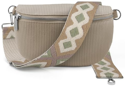 Artvall - Umhängetasche Cord Tasche Handtasche weiche Cordtasche Bauchtasche Klein mit Schultergurt Design Taschenband abnehmbar verstellbares Riemen Crossbody Bag Hüfttasche Damen mit Reißverschluss