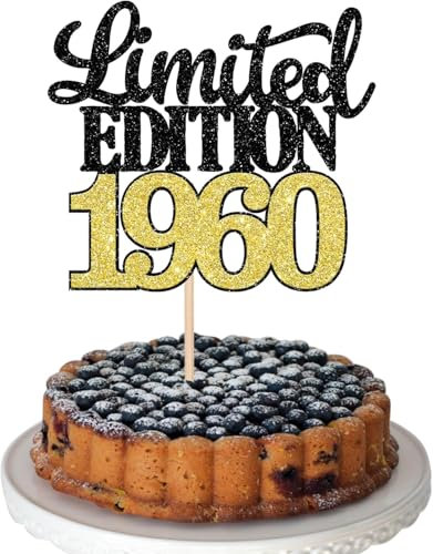 1 Stück Limited Edition 1960 Tortendeko Glitzer 65th Glitzer Kuchen Deko Prost auf 65 Jahre 65 & Fabelhaft Cake Topper für Männer und Frauen Geburtstag Party Kuchen Dekoration Schwarz Gold
