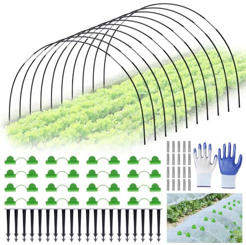 Fouvin Folientunnel Pflanztunnel Bögen, 30 PCS Folientunnel für Hochbeet, Gewächshaus Tunnel Bögen, DIY Frei Biegbar Tunnelbögen Hochbeet, Stabil Durable Gewächshaus Pflanztunnel Bögen