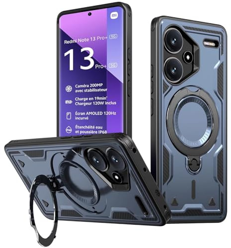KANSi Coque pour Xiaomi Redmi Note 13 Pro Plus 5G / Note 13 Pro+ 5G, Militaire Etui Antichoc Housse avec Téléphone avec Anneau et Support - Coques Bleu