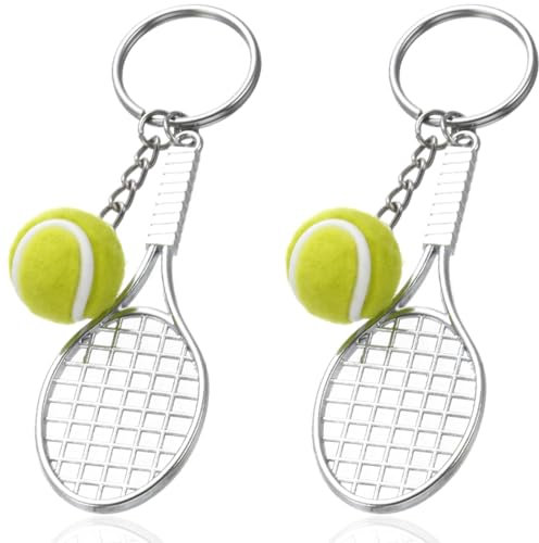 KOQAIIZ 2 Pièces Porte-clés en forme de raquette de tennis, Porte-clés de Tennis, Sport Porte-clés de Tennis BallPendentif en forme de balle de tennis, Cadeau pour le sport