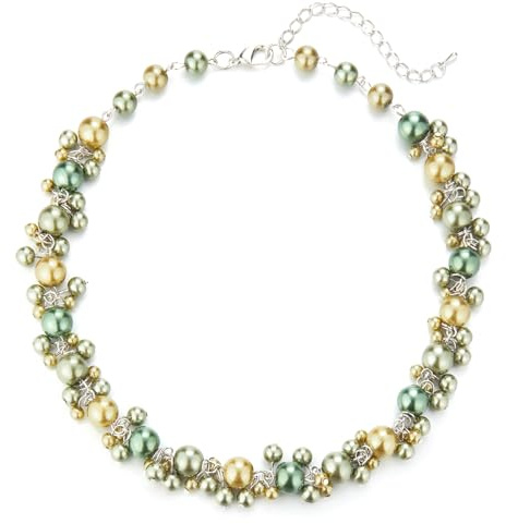 BULINLIN Chunky Pearl Necklaces Statement Pearl Choker Necklaces for Women with Small Pendant Handmade Costume Jewellery Gifts for Mum Mothers Day