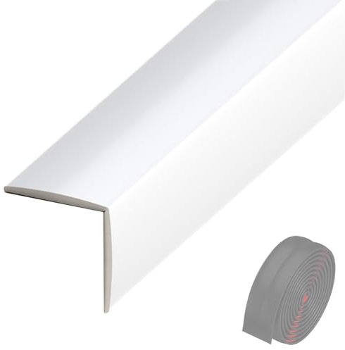 LIKANGLONGJU Treppenprofil, PVC-Treppenkantenprofil, Selbstklebend und Weich, Geeignet für Wände, Ziegeloberflächen und Schreibtische(White,1.5x300cm/0.05x10ft)