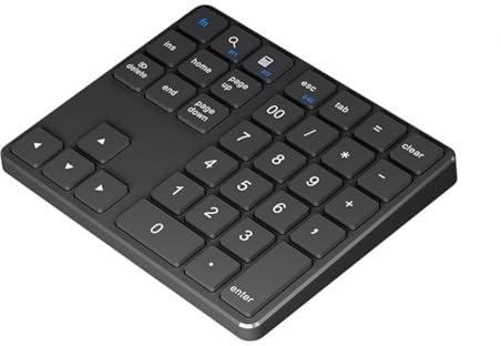 Uxsjakjsd Numeric Keypad Numpad 2.4Ghz Kabelloses Bluetooth-Zahlentastenfeld, Wiederaufladbar über USB C, Schwarz