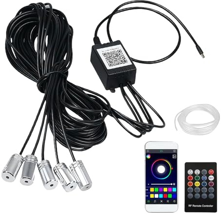 WIYETY 5 IN 1 LED Innenbeleuchtung Auto, 6M RGB Auto Innenraumbeleuchtung mit APP Steuerbare, 12V Ambientebeleuchtung, Atmosphäre Licht, für Instrumententafel und Türspalte