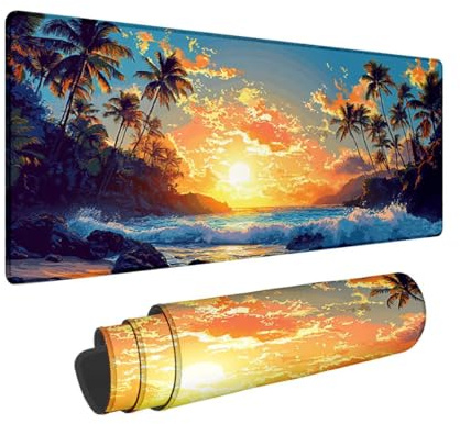 Schreibtischunterlage 800x400 mm, Gaming Mauspad XXL, Mousepad mit Vernähter Rand, Tischunterlage Laptop Desk Mat Large Size Wasserdicht Rutschfest, Groß Mouse Pad für Büro Home (Sonnenuntergang) Z-11