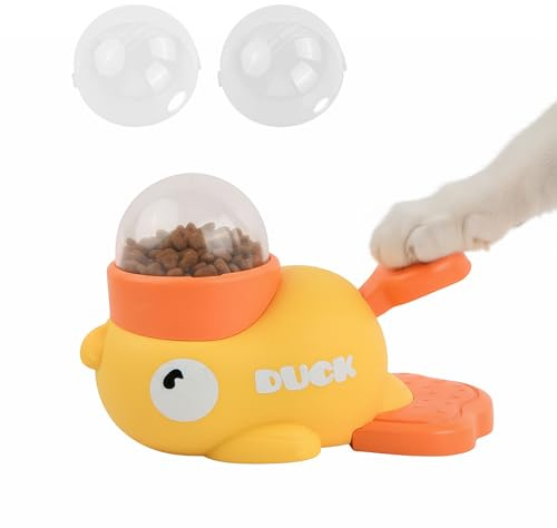 Culinavog godisdispenser för husdjur, anka form, interaktiv foderdispenser med 3 utgaffelhålstorlekar, 2 i 1 Slow Feeder hund intelligensleksak för hundar och katter, foderdispenser, hundleksaker
