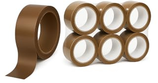 NOCEL Braunes Verpackungsklebeband für Kartons, Versand und Umzug, 66 m x 48 mm, Mehrzweck-Klebeband, braunes Polypropylen-Klebeband, (6, groß)