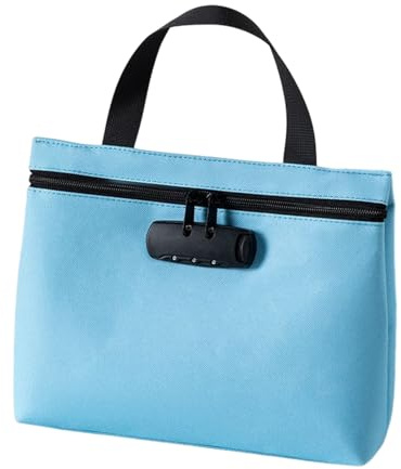 Money Bag, Tote Bags with Zip, Lockable Bag for Travel, Secure Locking Feature, Easy Carry Tool, Portable Cash Accessory, Safe Lock Handbag for Men & Women, 12.5x9.4x3.1 Inches