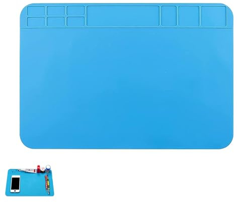 Soldering Mat, Silicone Work Mat, 500℃ Heat Resistant Insulation Mat, Solder Mat, for Phone Computer Watch Electronic Repairs, 30×20cm(Blue)