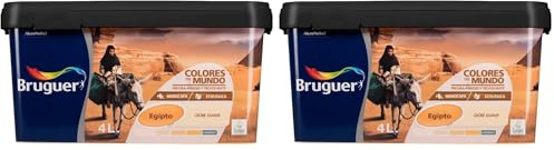 Bruguer Colores del Mundo Pintura acrilica para paredes monocapa Egipto Ocre Suave 4 L (Paquete de 2)