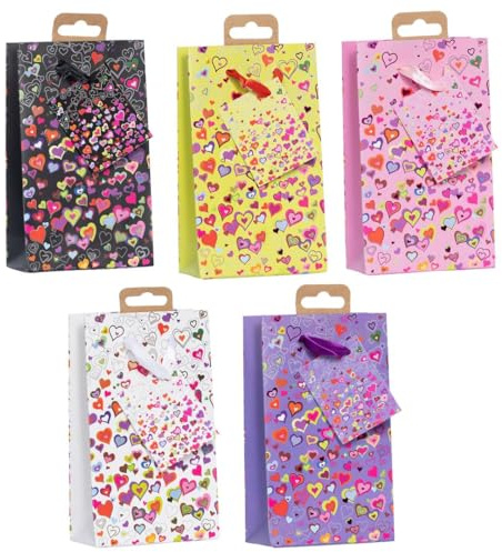Laro Premium Line Mini/Klein Geschenktüten Größe: H18x B10,5x T5,5x cm Lovevibes/Bunt 10/20/40/100stk, Anzahl: 20, Muster Tüten: Lovevibes Bunt