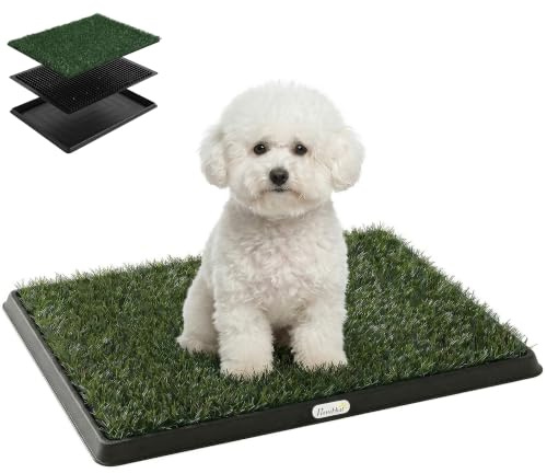 PawHut Lettiera per Cani con Prato Sintetico con Vassoio 63 x 50.5 cm Verde | Sistema Drenaggio, Ideale Addestramento Igienico, Sistema Lavabile 3 Strati, Interni Esterni