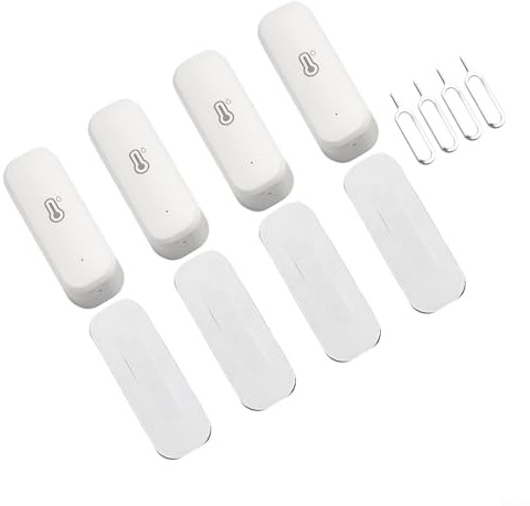 Zigbee Temperatur- und Feuchtigkeitssensor, 4er-Pack, für intelligentes kabelloses Thermometer, Hygrometer für Innenbereich, Gewächshaus, Kinderzimmer, Echtzeit-Überwachung mit App-Benachrichtigungen