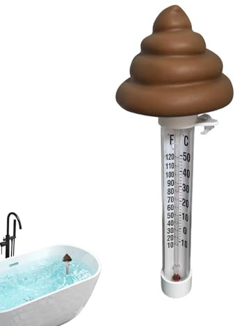 Kacke Pool Thermometer, Lustige Poop Schwimmendes Wasserthermometer Mit Seil, Gut Ablesbares,präzise Doppelskala Schwimmbad Wassertemperatur Thermometer Für Schwimmbäder, Spas Und Teiche