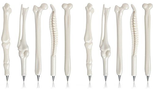 Allbusky Novelty Bone Shape Ballpoint Pens 0.7mm Black Ink for Doctors Nurses Medics Gift School Office Stationery Set of 10 (Black Ink)