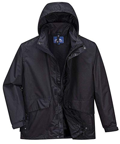 Portwest S507 Argo 3-in-1 Jacket Long Sleeve Waterproof Interactive Fleece | Black, Large, EN 343 Class 3:2, EN 342, Secure Fit, Internal Chest Pocket, Phone Pocket, Two-Way Zip, Breathable Fabric