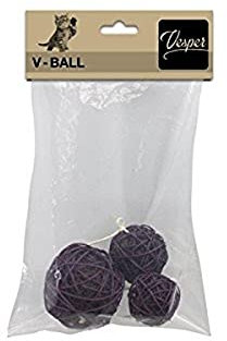 Catit Vesper Kugelspielzeug, aus Rattan, Ersatzkugeln für die Vesper Katzenmöbel, 3 Kugeln am Band 5cm, 6cm und 8cm, braun