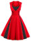 AXOE Robe Femme Vintage Années 50 en Coton Extensible Robe de Cocktail Chic et Élégante Mariage, Soirée, Guinguetteà Pois Rouge, Taill 42, L