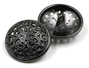 10PCS Kleidung Knopf - Retro Hollow Sewing Button Shank Runde Geformte Metall Button Set für Männer Frauen Blazer, Mantel, Uniform, Hemd, Anzug und Jacke (Schwarz, 15mm)