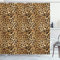 ABAKUHAUS Braun Duschvorhang, Leopard-Druck, Stoffliches Gewebe Badezimmerdekorationsset mit Haken, 175 x 220 cm, Braun