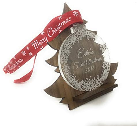 Personalised Christmas Tree Bauble Decoration - Baby's First Christmas