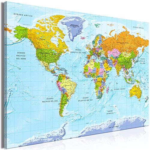 murando - Quadro Terra 120x80 cm 1 Pezzo - Stampa su Tela Canvas in TNT Tessuta - Quadri Moderni Soggiorno Grandi - Murale Arte Decorazioni da Parete Immagini Decori - Mappamondo Italiano k-A-0458-b-a