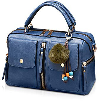 NICOLE & DORIS Damen Mode Handtaschen Modestil Kunstleder Tasche Reißverschluss Umhängetasche Damen Einkaufstasche Umhängetasche PU Leder Kleine Quadratische Tasche Blau