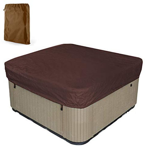 DTLEO Outdoor SPA Whirlpool-Abdeckung Rechteckige Allwetter Garten Whirlpool Abdeckung wasserdichte, UV-beständige SPA-Whirlpool-Abdeckungs,Braun,228 * 228 * 30cm