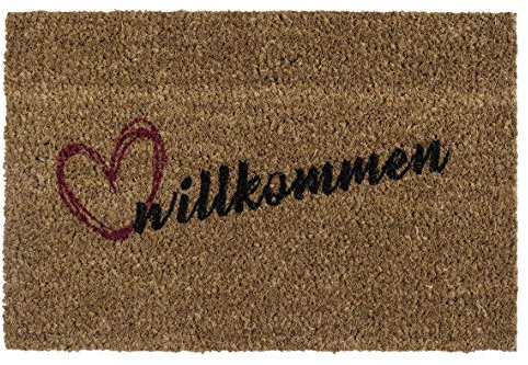 andiamo Fußmatte Kokos bedruckt - ideal als Fußmatte Outdoor Schmutzfangmatte oder Kokosmatte - Fußmatte außen pflegeleicht mit rutschhemmender Rückseite 40 x 60 cm Willkommen