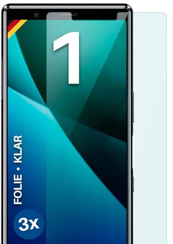 moex für Sony Xperia 1 Schutzfolie Displayschutz Folie Ultra-klar HD 0,2 mm kompatibel mit jeder Hülle, Anbringen ohne Blasen, Handyfolie Extra Kratzfest, FlexProtect 3 Stück
