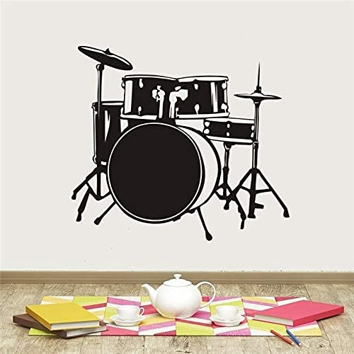 Wohnzimmer Reise Wandaufkleber, Wandtattoo Kunst, Instrument Schlagzeug Schlagzeuger Musik Musik Bar Musical 57X64Cm