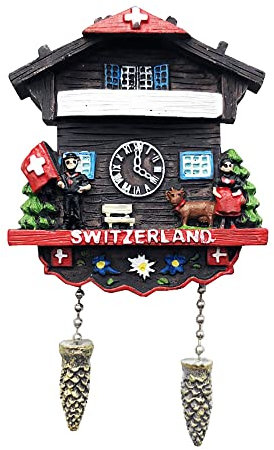 Schweiz 3D Kuckucksuhr Kühlschrankmagnet Souvenir Geschenk, Kunstharz, handgefertigt, schweizer Kühlschrankmagnet, Heim- und Küchendekorationskollektion
