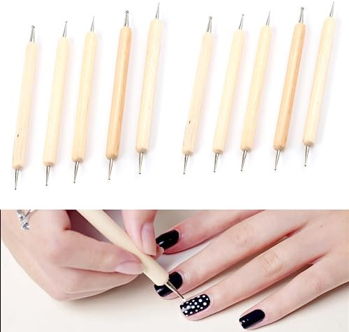JIAMIAN Lot de 10 Dotting Pen, Nail Art Dotting Tools, Outils De Pointillage Pour Nail Art, Motif De Gaufrage, Gaufrage Avec Différentes Tailles De Pointillage à Double Extrémité