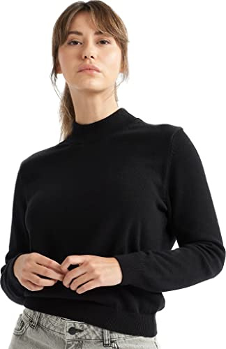 alsestudio Women`s Mock Neck Jumper 100% Cotton Premium Quality Soft Touch Long Sleeve Pullover Essential Style Knitted Roll Neck Sweaters for Women