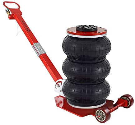 TRMLBE Wagenheber 3T 6600Lbs Pneumatischer Wagenheber Druckluft Tragbar Luftkissen Hebebühne Autoheber Rangierwagenheber mit Einstellbar Griff für PKW KFZ Auto, Rot